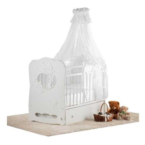 Кроватка детская Островок уюта Птенчики с маятником белый в Едим Дома
