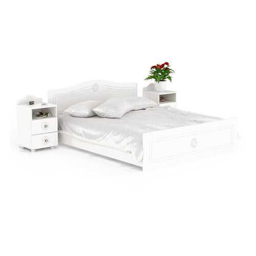Кровать с тумбами прикроватными Мебельный Двор Онега ТП-2+КР-1600+ТП-2 белый 259х204х84 в Едим Дома