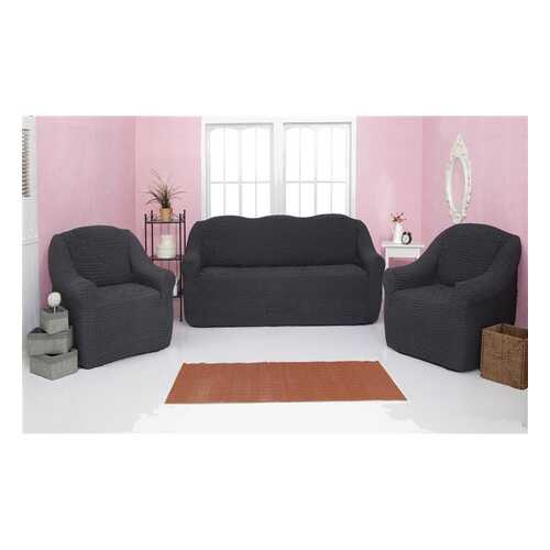 Комплект чехлов на диван и кресла без оборки CONCORDIA, темно-серый, 3 предмета в Едим Дома