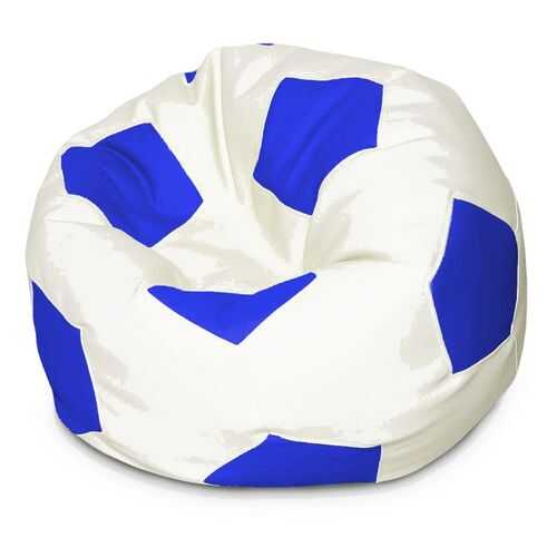 Кресло-мяч Папа Пуф Мяч, размер XL, экокожа, сине-белый в Едим Дома