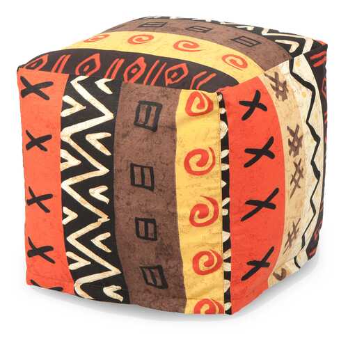 Пуф бескаркасный ПуффБери Квадратный Африкан, размер S, жаккард, разноцветный в Едим Дома