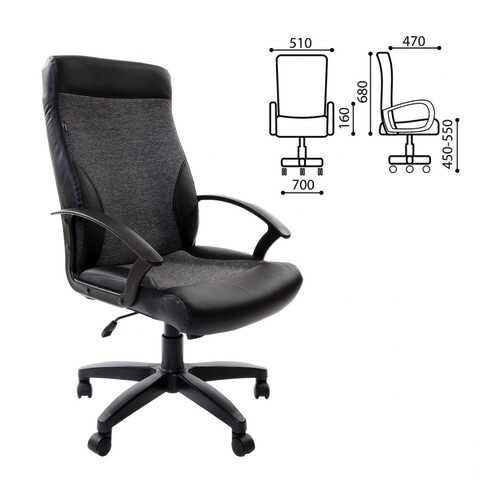 Кресло офисное BRABIX Trust EX-535, экокожа черная, ткань серая, 531383 в Едим Дома