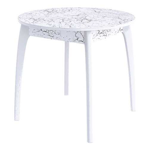 Кухонный стол DikLine №46 ДН белый,мрамор 3028 (вариант 2) Белый/Белый мрамор 3028 в Едим Дома