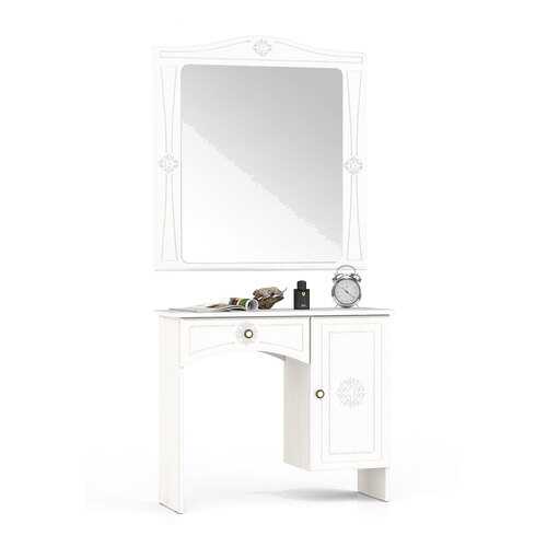 Туалетный столик с зеркалом Мебельный Двор Онега ТС-1+ЗН-1 белый 90х31х185 в Едим Дома