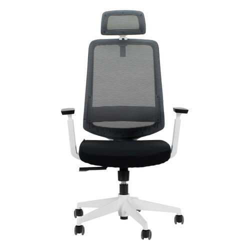 Компьютерное кресло Лондон Офис white/Сиденье ткань черная / Спинка сетка черная в Едим Дома