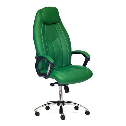 Кресло руководителя TetChair Boss Люкс, зеленый/хром в Едим Дома